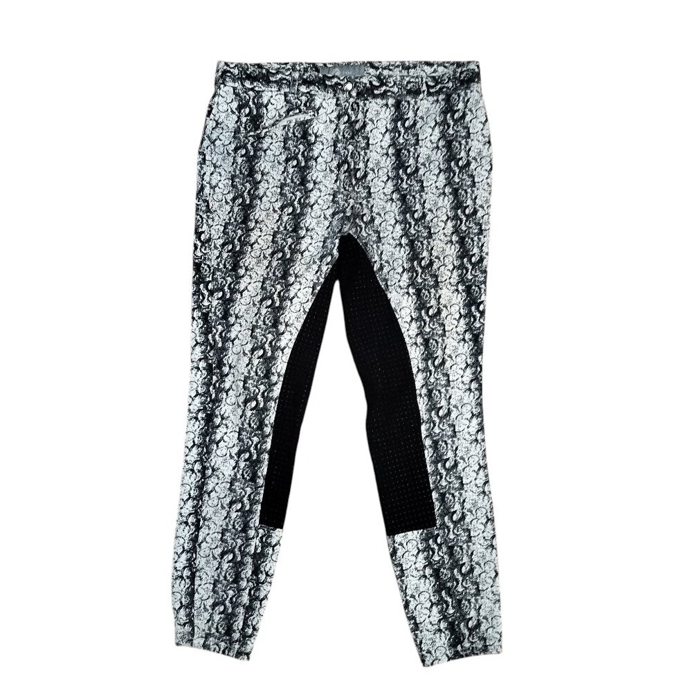 Horze black and white print riding pants for women